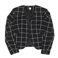 H&m Divided Stretch Blazer Jacket Black Check Womens Uk 16