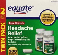 Extra Strength Headache Relief Twin Pack, 200ct, By Equate, Compare To Excedrin Extra Strength Headache Relief Twin Pack, 200ct, By Equate, Compare To Excedrin