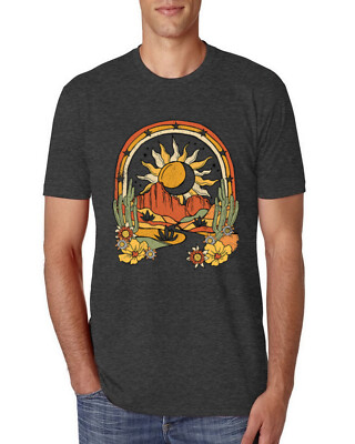 Adventure Sun With Cacti In the Desert With Flowers Men Premium Tri Blend TShirt