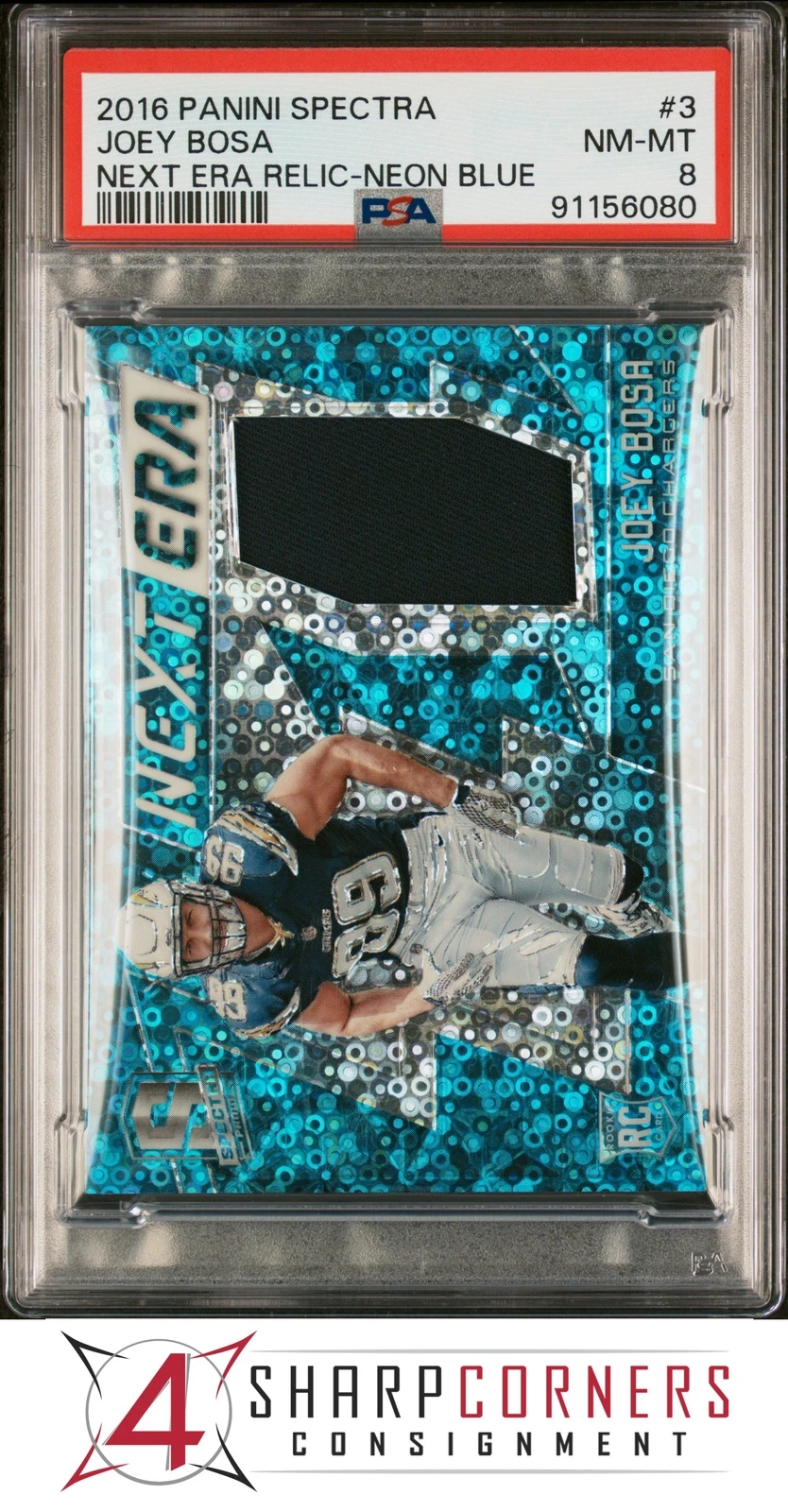 Joey Bosa Panini Spectra Next ERA Relic #3 Neon Blue