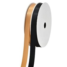 Black Gold Satin Ribbon Set 3/8"x15 Yards Each Roll for Wedding Bows DIY