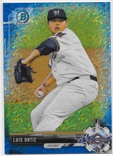 2017 Bowman Chrome Prospects BLUE Shimmer Refractor SP #BCP128 Luis Ortiz Brewer