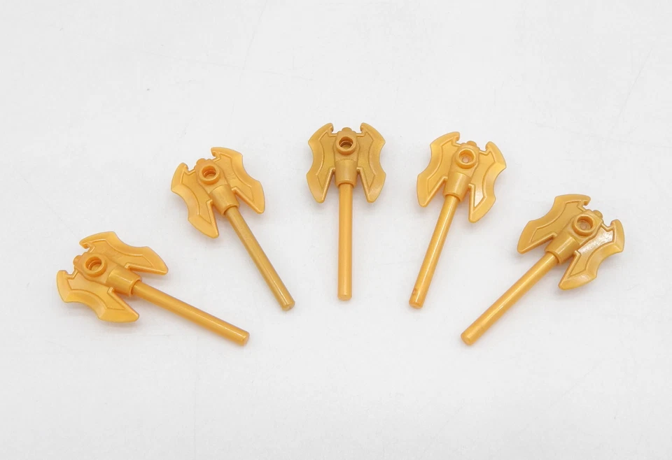 5x Lego Ninjago Zubehör - Doppelaxt goldfarben - Bild 2 von 2