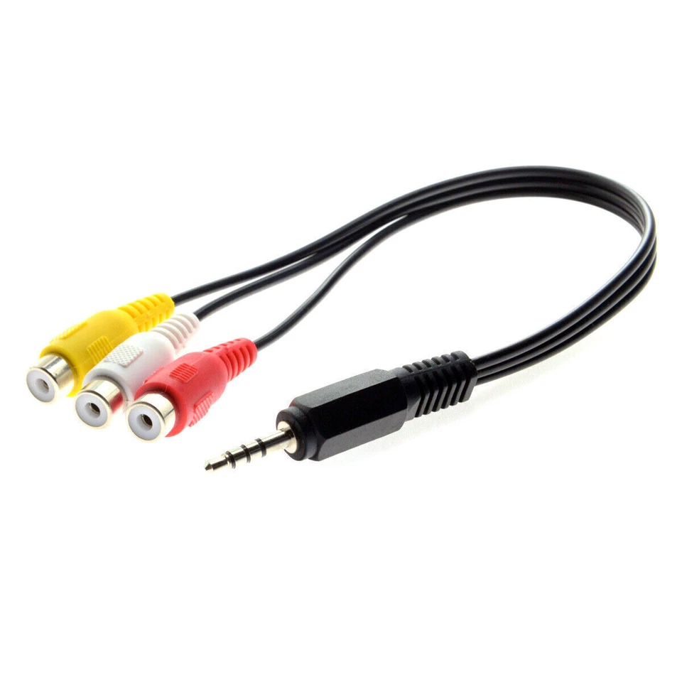 CY 3.5mm 1/8" Macho Estéreo Coche AUX a 3 RCA AV Hembra Cable Audio Video 20cm Foto 4 de 4