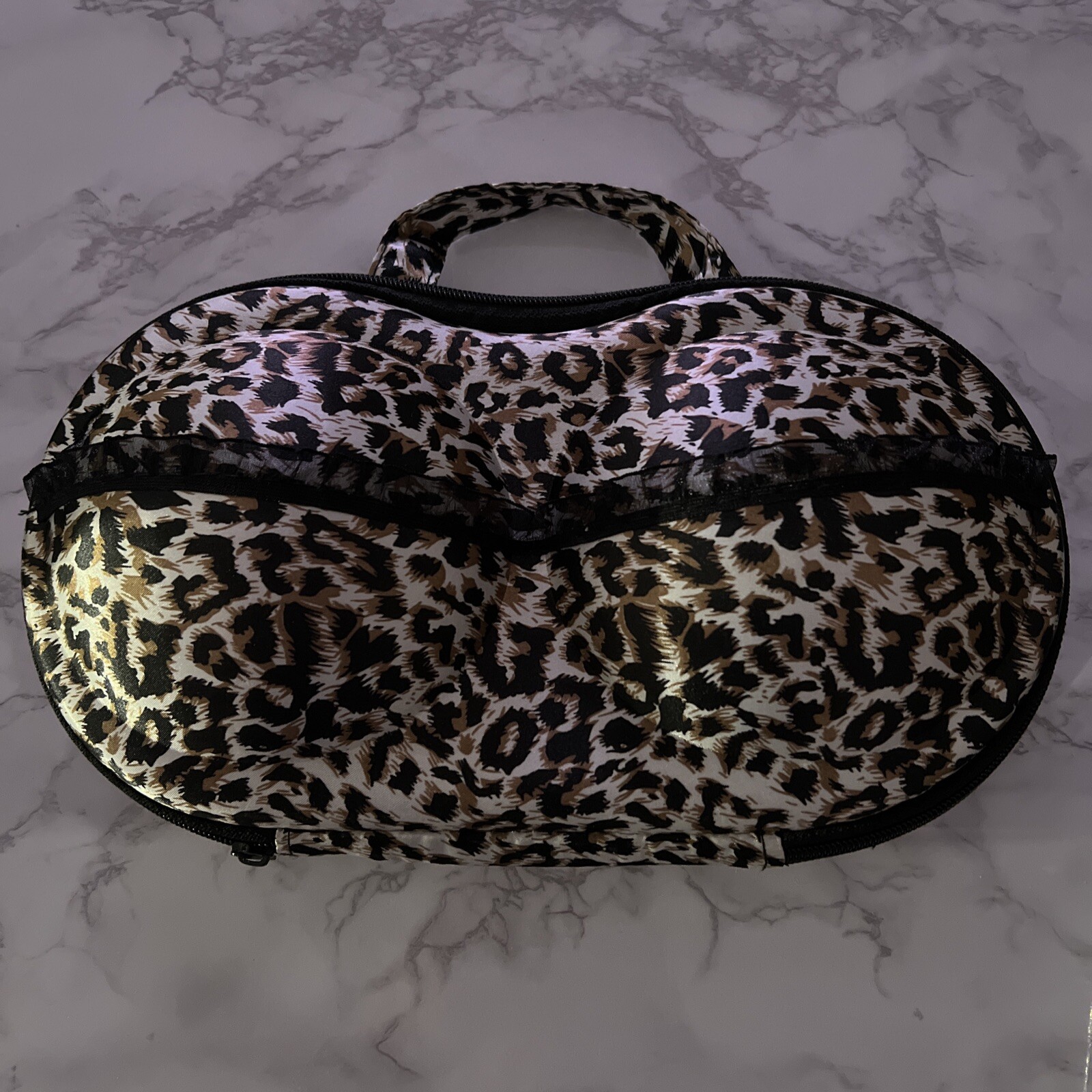 Leopard Print Travel Underwear Organizer, Women Bra Underwear Lingerie Case