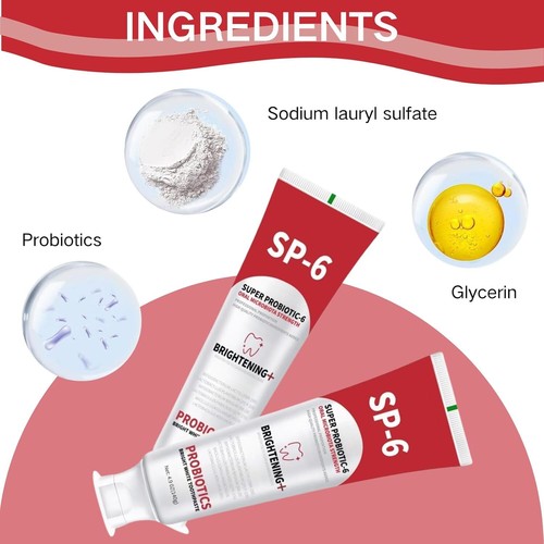 SP-6 Probiotic Whitening Toothpaste, Mint Flavor, 2 Pack (140g Each), Fresh - Picture 3 of 7