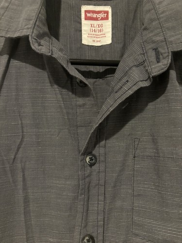 Wrangler Shirt Button Up Long Sleeve Shirt Youth XL 14-16 Gray - Picture 3 of 8