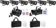 6 American DJ FS-1000 Followspot Lights with Bulb/Bracket Hazer Fogger Bags
