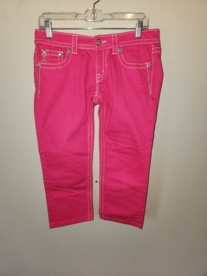 NWOT Miss Me Cuffed Capri Pink Denim Jeans - Women's 32W x 22L - NICE!