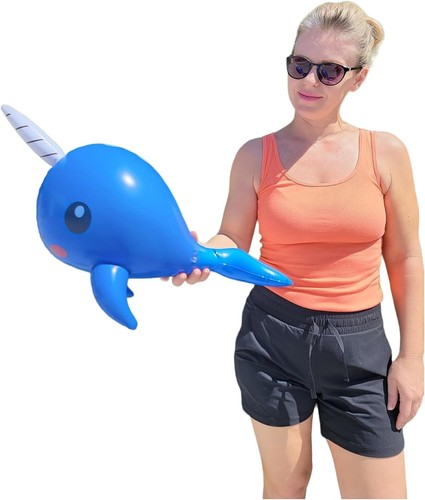 24 Zoll Narwal aufblasbar (blau) aufblasbar Narwal Meeresbewohner Meerestiermotiv - Bild 7 von 8