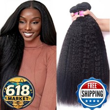 UNice Yaki Kinky Straight Human Hair Weave 3 Bundles 100 Mongolian Virgin 18