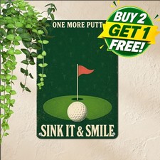 Green Fairway Ball Pattern Country Club Golf Humor Poster Metal Tin Sign Plaque