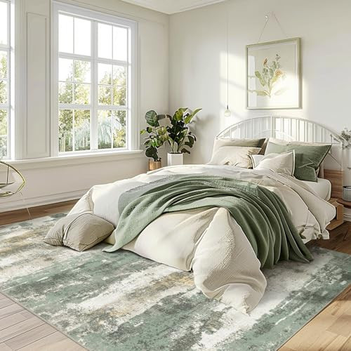 Vorleger 5x7 für Wohnzimmer Schlafzimmer, moderne abstrakte Maschine 5'x7' Salbeigrün - Bild 4 von 7