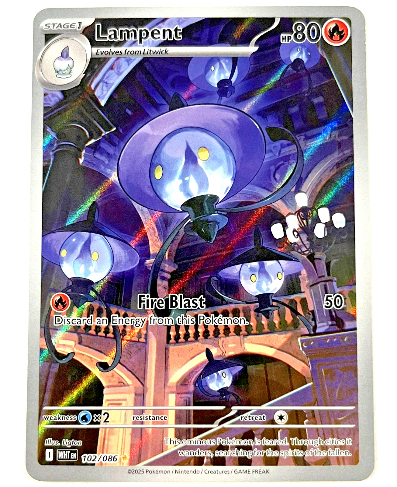 Pokémon White Flare - Lampent - Illustration Rare NM+/MINT - 102/086