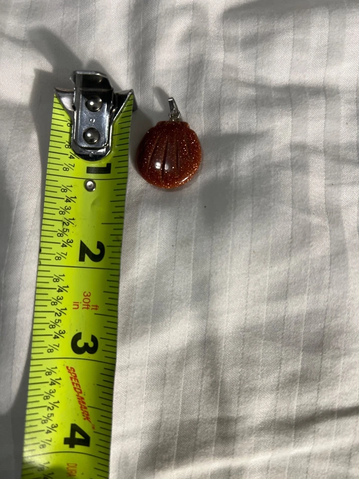 Colgante concha de piedra dorada encanto playa costa regalo único Foto 4 de 4