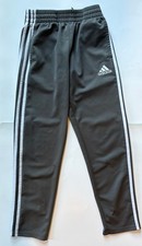 Adidas Boys Gray 3-Stripe Athletic Track Pants Size M 10/12 Elastic Waist