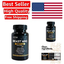 Beast Mind Extreme Energy Pills - 400mg Caffeine, 200mg Lion's Mane, 60 Capsules