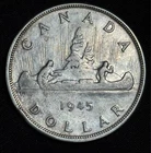 Canada 1945 $1 One Silver Dollar Key Date King George VI - Coin As Shown