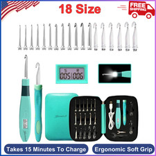 Yarniss 18 Size Counting Crochet Hooks with Light, Digital Counter Crochet Hooks