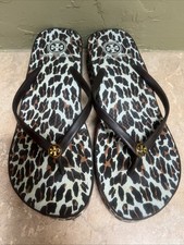 Tory Burch Brown/Cheetah Print Flip-Flips Siz...