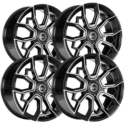 (Set of 4) VCT Hurricane 22x8.5 5x4.5''/5x5'' +38mm Black/Machined Wheels Rims