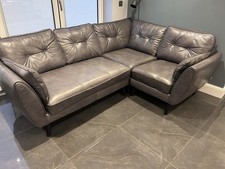French Connection Zinc Corner Leather Sofa In Dark grey - Seats 4