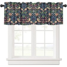 Floral Kitchen Valance, William Morris Art Botanical Printed Small Window Tre...