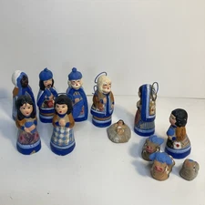 Mexican 12 Piece Nativity Set Hand-Painted Folk Art Pottery Clay Mexico 4” READ