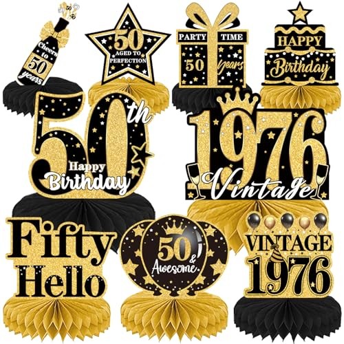 Luvart 50th Birthday Decorations - 9pcs 50th Birthday  Assorted colors 