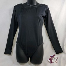 Motionwear Black Long Sleeve Leotard Scoop Front and Back Sz. Adult XL