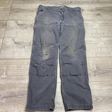 Carhartt Double Knee Work Pants Men's Gray Canvas Duck Heavy 40x30 Distressed