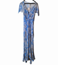 NWT Free People Moonlight Blue & White Floral Maxi Dress. Women's Size 12.