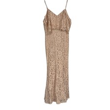 Lulus Peach Lace Maxi Dress Womens XS Formal Prom Bridesmaid Strappy High Slit