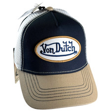 Von Dutch Hat Navy Two Tone Canvas 706 Trucker Cap Snapback Mesh NEW WITH TAGS 