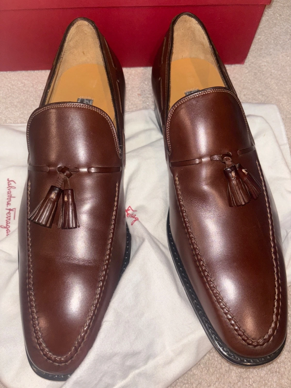 Ferragamo — New in Box Salvatore Ferragamo SAPORE Loafers Dark Brown Leather Size 9EE Mens