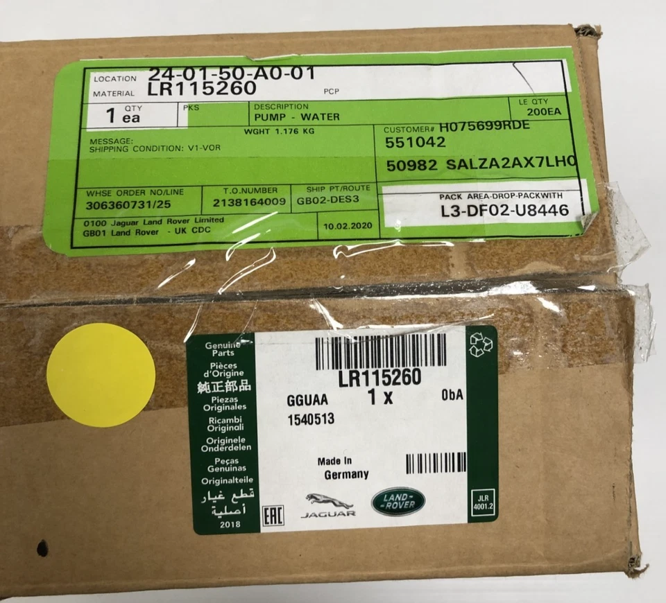 Genuine Land Rover Discovery Sport/RR Evoque (2.0L Petrol) Water Pump - LR115260 - Image 3 of 3