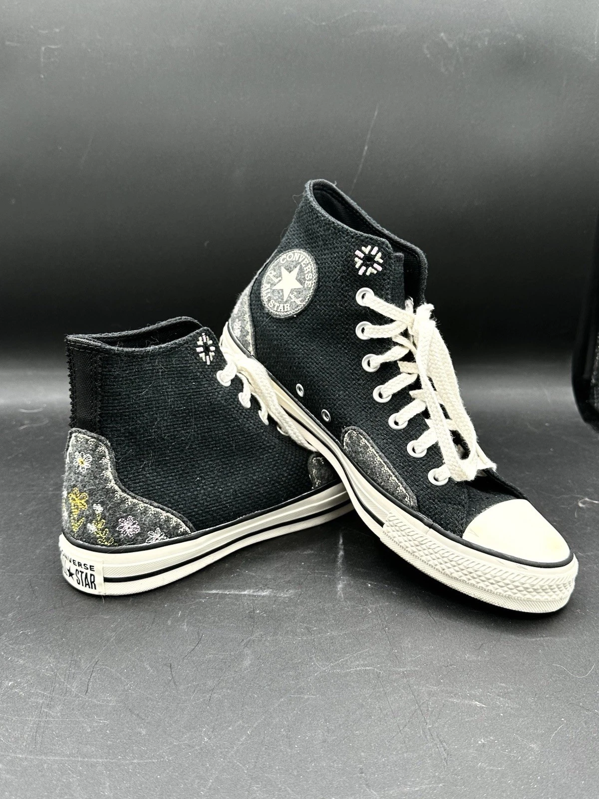 Converse Chuck Taylor All Star Hi nere ricamate fiori autunnali Wm 10 5