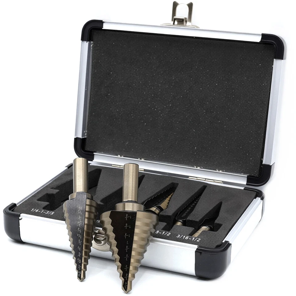 HOBBYPOWER24 5tlg Stufenbohrer Satz Schälbohrer Fräsbohrer Kegelbohrer HSS Senker Set 3-35 mm