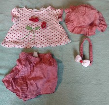 Vintage 4 pc. baby girls basic editions red/white outfit sz 12 mo USED FREE SHIP