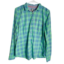 Gaastra Nautical Supplies Shirt Womens XL Green Blue Plaid Long Sleeve