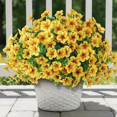12 Bundles Artificial Flowers and Eucalyptus for Outside, Sun Resistant Silk