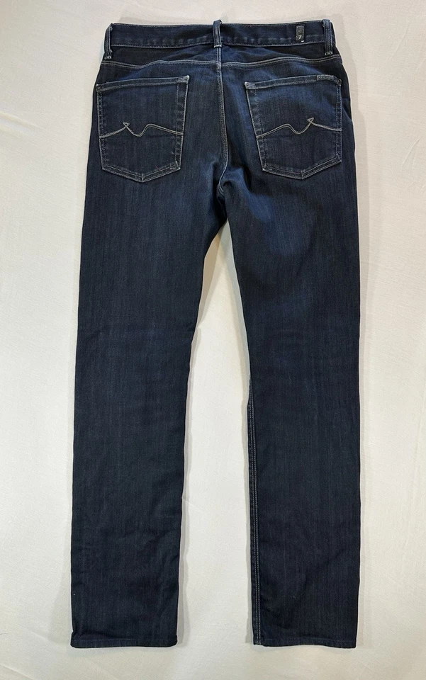 7 For All Mankind Slimmy Jeans Mens 31x34 Dark Wash Denim Casual Made in USA - Image 2 of 4