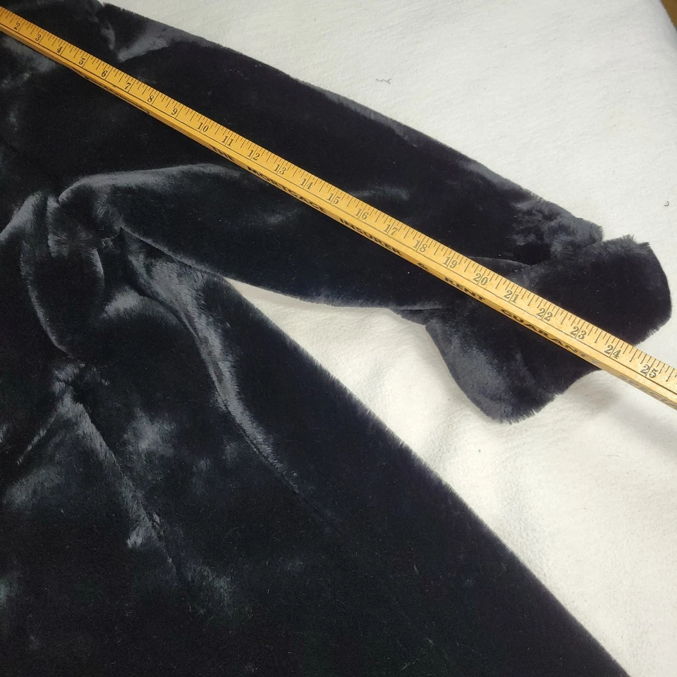 Abrigo de piel sintética vintage Carley Monterey para mujer negro mafia esposa invierno otoño chaqueta Foto 3 de 4