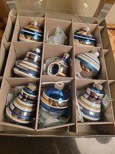 Christopher Radko Shiny Brite Retro Indents Christmas Ornaments Box Of 11