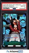 One Piece 2026 Dracule Mihawk OP14-119 Manga Alt Art SR OP14-EB04 GEM MT PSA 10