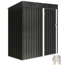 Outsunny 5 x 3 ft Lean-to Garden Shed, Outdoor Storage Shed, Dark Grey