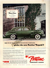 1941 Pontiac Torpedo Sedan ad in color owned by Armour Lake Forest - Very Rare