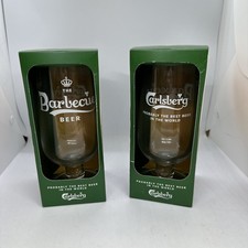 2x Carlsberg "Barbecue" One Pint 20oz Beer Glass Brand CE M24