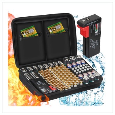 Batterie Aufbewahrungsbox Feuerfest Tragetasche für 148+ Batterien AAA AA 9V C D