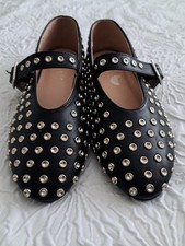 Black Metal Stud Trend Design Ballet Flats Size 5 TK Maxx 